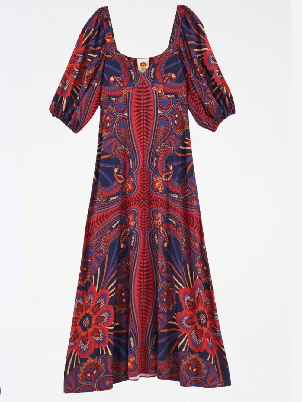 FARM RIO | $240 Macaw Arabesque Puff Sleeve Maxi Dress - Picture 4 of 6
